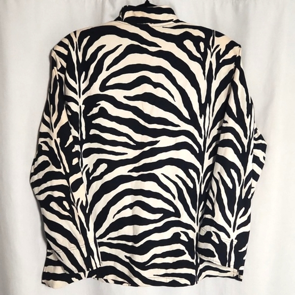 VTG Painted Pony Zebra Print Button Up 100% Cotton Blazer EUC!! Size Large - Picture 5 of 10